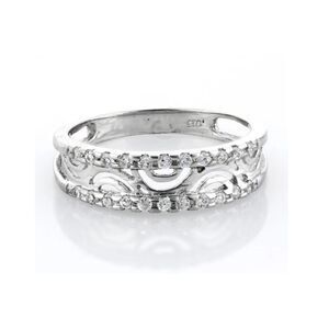 Sterling Silver 1Ct. Sim Diamond Filigree Band Ring  Sz 8